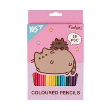 Олівці кольорові тригранні, 18 шт. Pusheen рожевий, 290733 YES