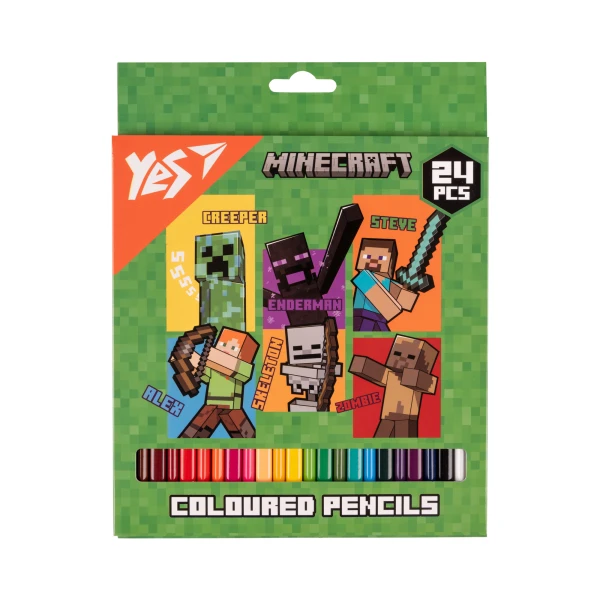 Олівці кольорові тригранні, 24 шт. "Minecraft. Heroes", 290740 YES