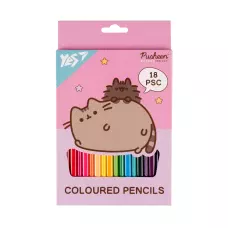Олівці кольорові тригранні, 18 шт. Pusheen рожевий, 290733 YES