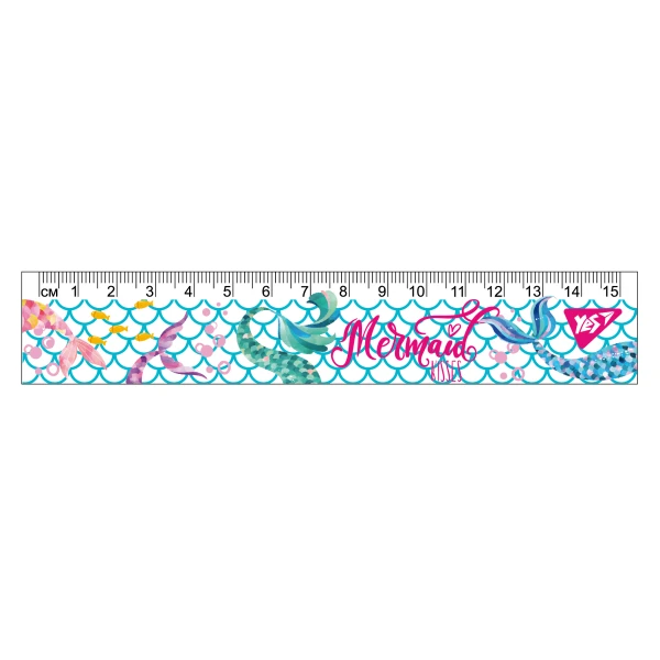 Лінійка пластикова, 15см. з нанесенням "Mermaid", 370556 YES