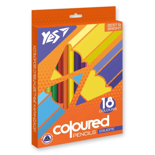 Олівці кольорові тригранні, 18 шт. "Erudite", 290643 YES
