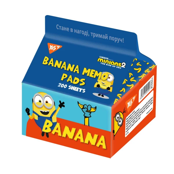 Папір для записів YES Tetra Pak "Minions", 200 арк., 7*7,5см., 170335