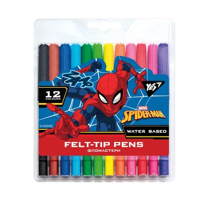 Фломастери 12 кол. Marvel.Spiderman, на водній основі, 650478 YES (ТЕРМІН)
