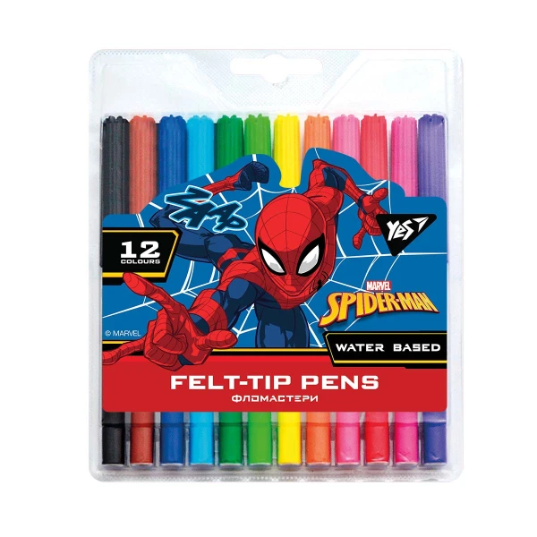 Фломастери 12 кол. Marvel.Spiderman, на водній основі, 650478 YES (ТЕРМІН)