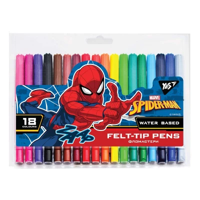 Фломастери 18 кол. Marvel.Spiderman, на водній основі, 650497 YES (ТЕРМІН)