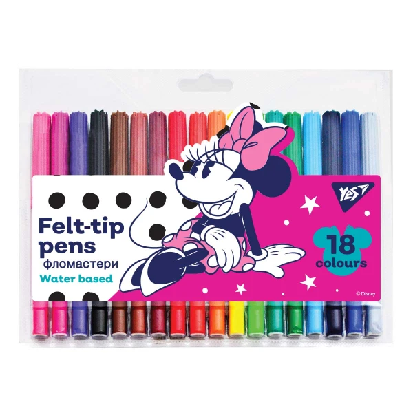 Фломастери 18 кол. Minnie Mouse, на водній основі, 650493 YES (ТЕРМІН)