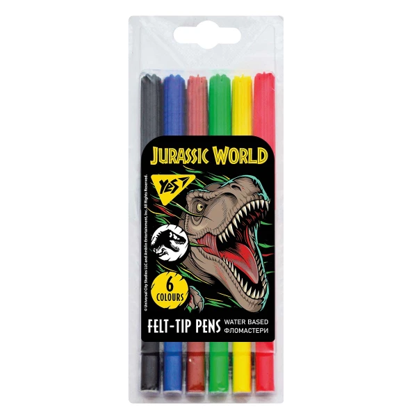 Фломастери 6 кол. Jurassic World, на водній основі, 650515 YES (ТЕРМІН)