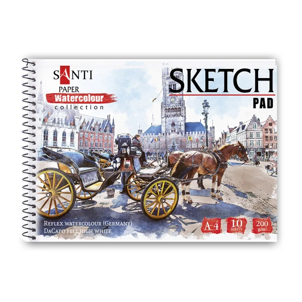 Альбом для акварелі SANTI "City", А4, "Paper Watercolour Collection", 10 арк, 200г/м2, 130507