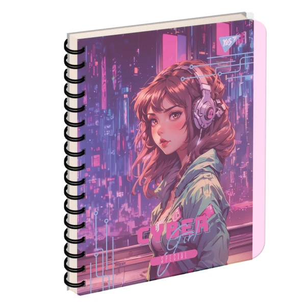 Зошит A5, 144арк. кліт., 3 розпод., пласт обкл., спіраль, YES "Cyber girl" 681964