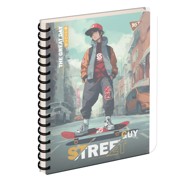 Зошит A5, 144арк. кліт., 3 розпод., пласт обкл., спіраль, YES "Street guy" 681960