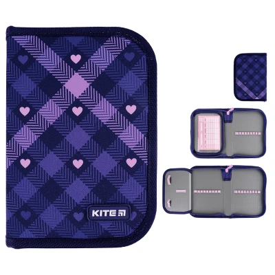 Пенал Kite 1 від., 1 відв., без наповнення K24-621-1 Check and Hearts