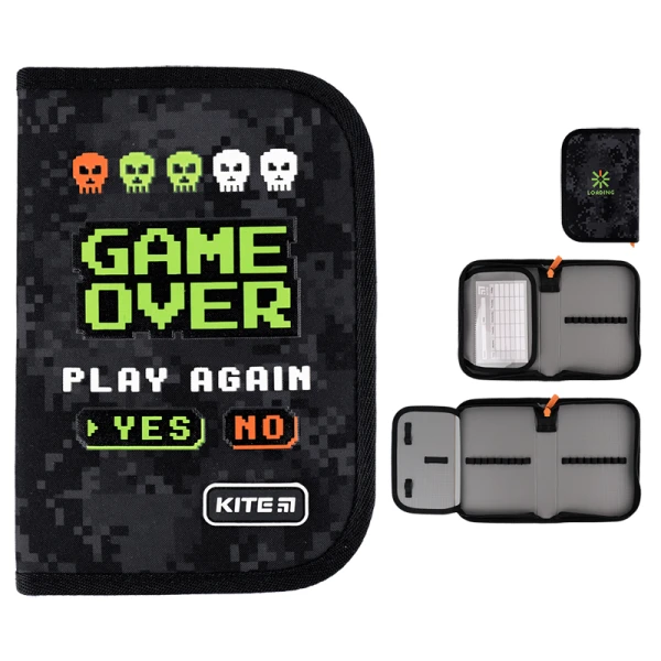 Пенал Kite 1 від., 1 відв., без наповнення K24-621-2 Game Over