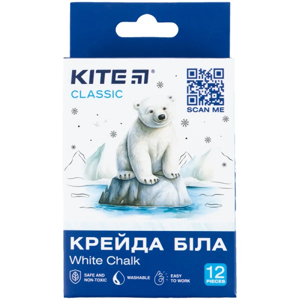 Крейда біла кругла, 12 шт. Kite Classic K-079-12