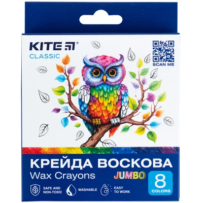 Крейда воскова, 8 кол. Jumbo Kite Classic K-076