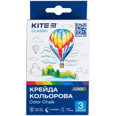Крейда кольорова Jumbo, 3 кол. Kite Classic K-077