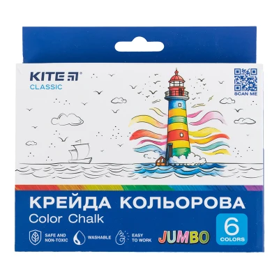 Крейда кольорова Jumbo, 6 кол. Kite Classic K-073