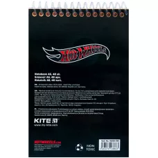 Блокнот пласт обкл., спіраль А6, 48арк., нелінований, Hot Wheels HW24-196 Kite