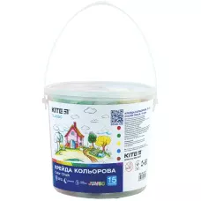 Крейда кольорова Jumbo, 15 шт. у відерці Kite Classic K-074