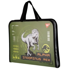 Папка-портфель YES FC на блискавці з тканинними ручками "Jurassic World" хакі, А4, 492242