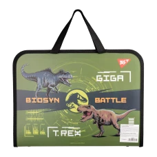 Папка-портфель YES FC на блискавці з тканинними ручками "Jurassic World" хакі, А4, 492242