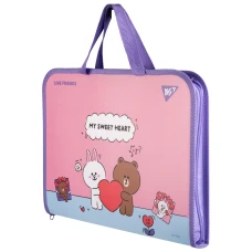 Папка-портфель YES FC на блискавці з тканинними ручками "Line Friends. Choco and Cony" А4, 492239
