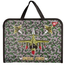Папка-портфель YES FC на блискавці з тканинними ручками Military А4, 492243