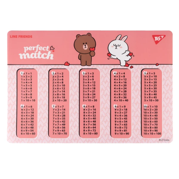 Підкладка пластикова "Line Friends. Choco and Cony. Таблиця множення", 492255 YES