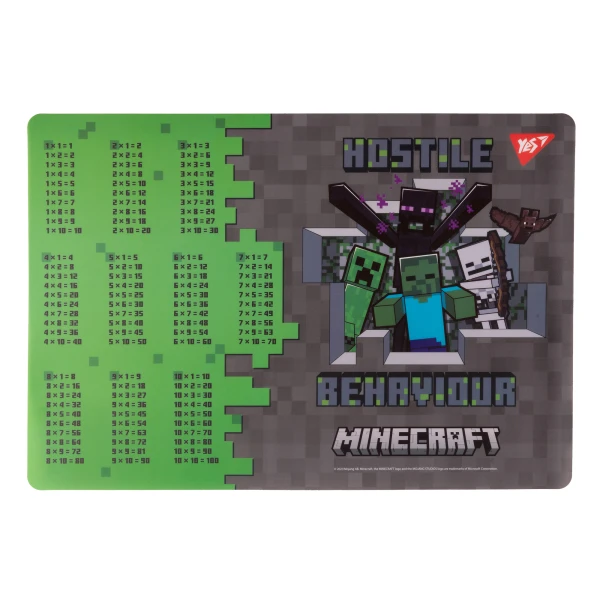 Підкладка пластикова "Minecraft. Heroes. Таблиця множення", 492249 YES