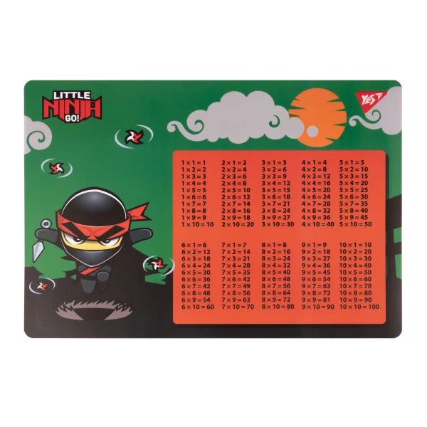 Підкладка пластикова "Ninja. Таблиця множення", зелений, 492252 YES