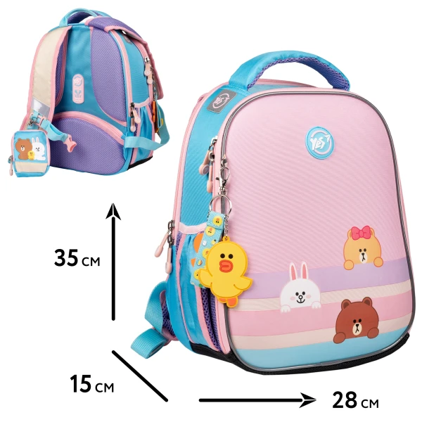 Рюкзак шкільний каркасний YES H-100 "Line Friends" 35*28*15см., 559549