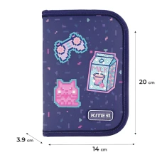 Пенал Kite 1 від., 2 відв., без наповнення K24-622-5 Pixel Love