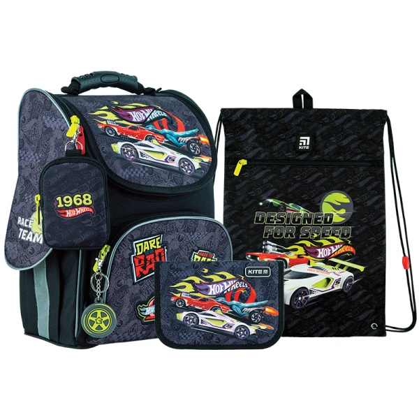Набір рюкзак + пенал + сумка для взуття Kite SET_HW24-501S Hot Wheels
