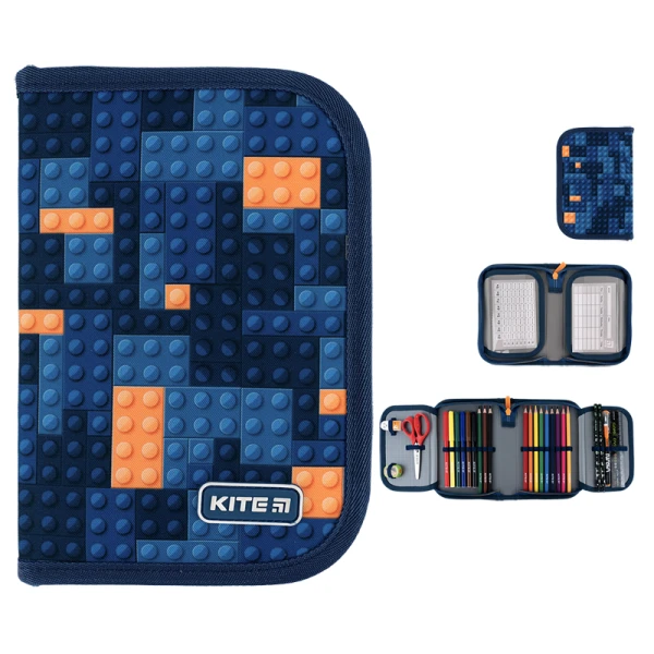 Пенал Kite 1 від., 2 відв., з наповненням K24-622H-8 Blocks