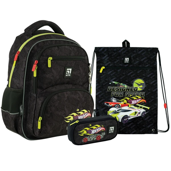 Набір рюкзак + пенал + сумка для взуття Kite SET_HW24-773M Hot Wheels