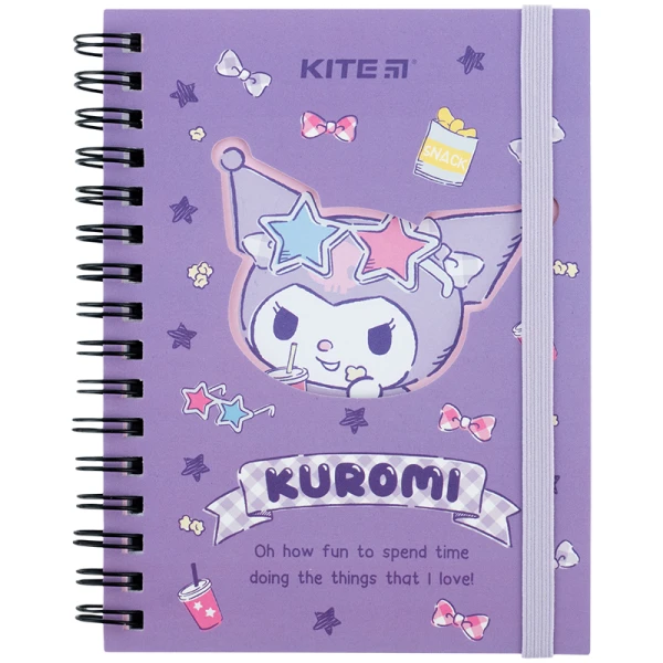 Блокнот вирубка, спіраль, на резинку, 80арк., А6 Kuromi HK24-229 Kite