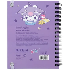 Блокнот вирубка, спіраль, на резинку, 80арк., А6 Kuromi HK24-229 Kite