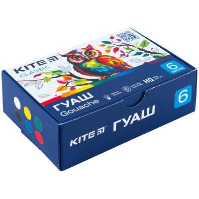 Фарби гуашеві, 6 кол., 20 мл Kite Classic K-062