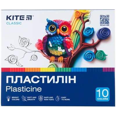 Пластилін, 10 кольорів, 200 г. Kite Classic K-084