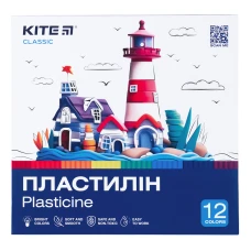 Пластилін, 12 кольорів, 240 г. Kite Classic K-1086