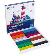 Пластилін, 12 кольорів, 240 г. Kite Classic K-1086