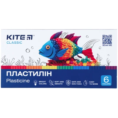 Пластилін, 6 кольорів, 120 г. Kite Classic K-081