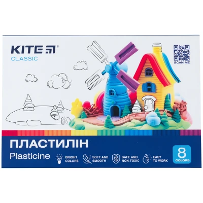 Пластилін, 8 кольорів, 160 г. Kite Classic K-082