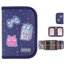 Пенал Kite 1 від., 2 відв., з наповненням K24-622H-5 Pixel Love