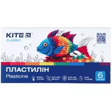 Пластилін, 6 кольорів, 120 г. Kite Classic K-081