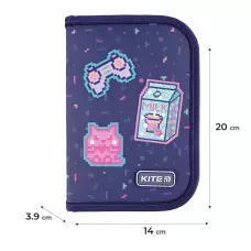 Пенал Kite 1 від., 2 відв., з наповненням K24-622H-5 Pixel Love