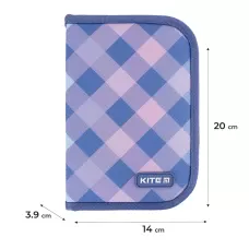 Пенал Kite 1 від., 2 відв.,з наповненням K24-622H-3 Purple Chequer