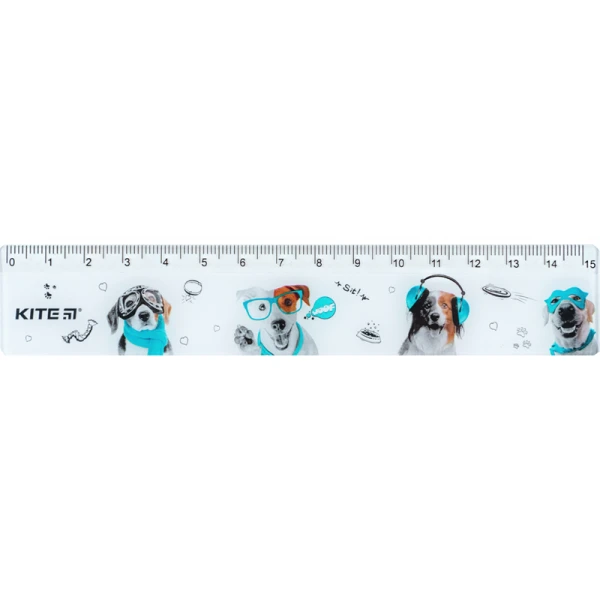 Лінійка пластикова, 15см. Dogs K24-090-1 Kite