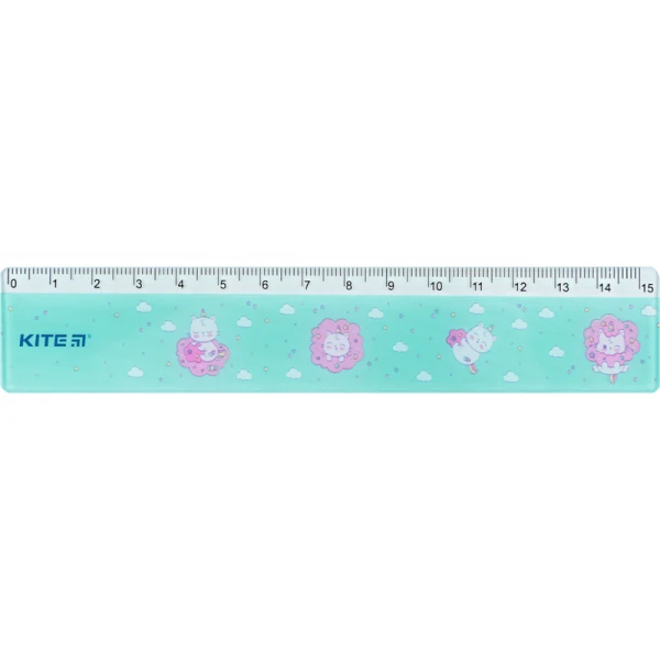 Лінійка пластикова, 15см. Rainbow Catcorn K24-090-2 Kite