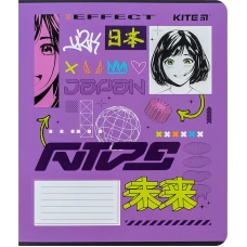 Зошит 12 арк., клітинка, софт тач + УФ лак, Kite Anime K24-232-1