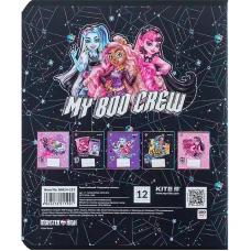 Зошит 12 арк., клітинка, УФ лак + глітер, Monster High MH24-232 Kite